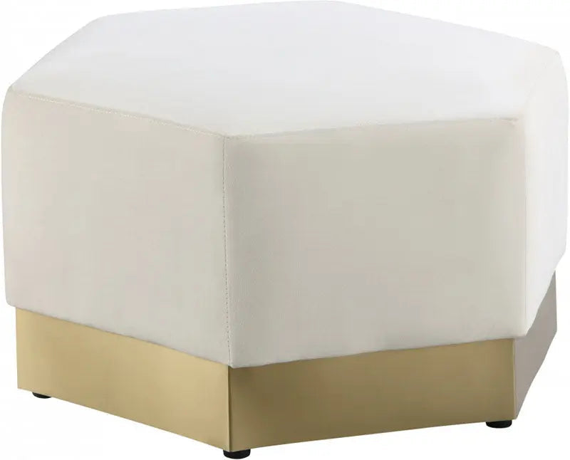 Meridian Furniture - Marquis Velvet Ottoman In Cream - 600Cream-Ott - ATL FURNITURE