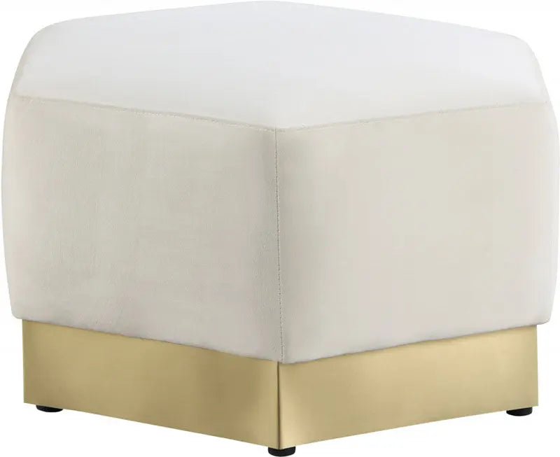 Meridian Furniture - Marquis Velvet Ottoman In Cream - 600Cream-Ott - ATL FURNITURE