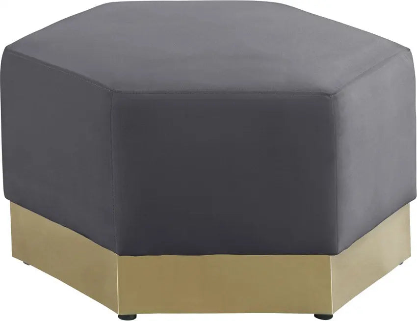 Meridian Furniture - Marquis Velvet Ottoman In Grey - 600Grey-Ott - ATL FURNITURE