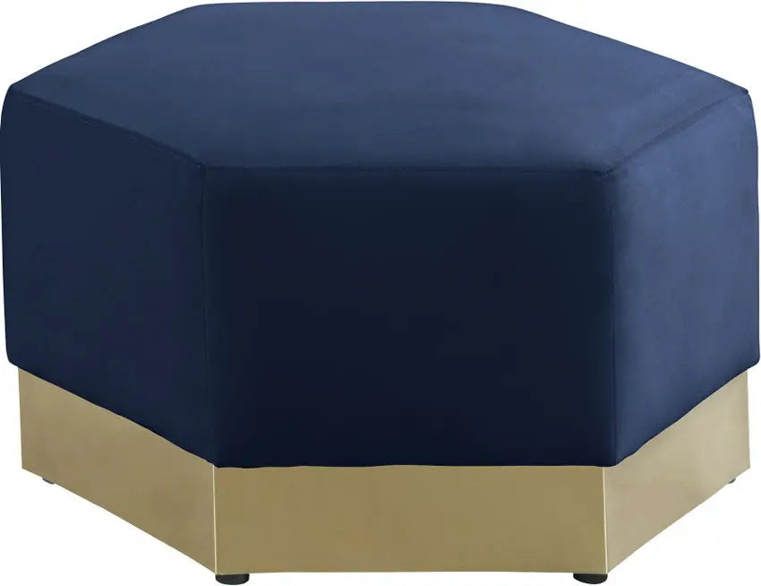 Meridian Furniture - Marquis Velvet Ottoman In Navy - 600Navy-Ott - ATL FURNITURE