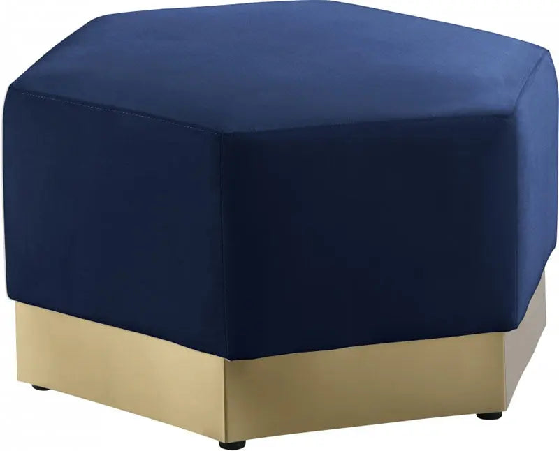 Meridian Furniture - Marquis Velvet Ottoman In Navy - 600Navy-Ott - ATL FURNITURE