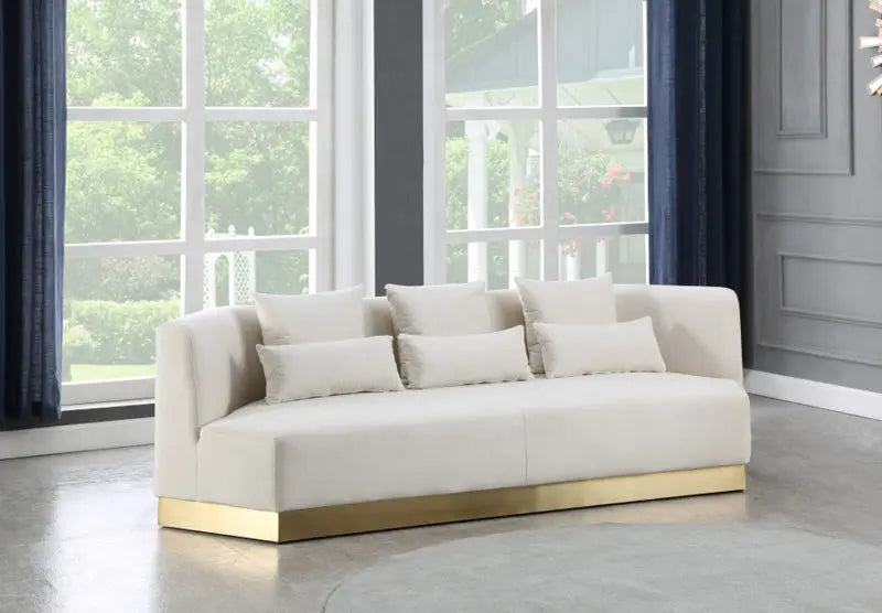 Meridian Furniture - Marquis Velvet Sofa In Cream - 600Cream-S - ATL FURNITURE