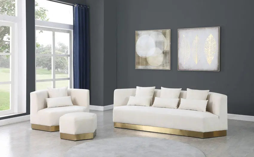 Meridian Furniture - Marquis Velvet Sofa In Cream - 600Cream-S - ATL FURNITURE