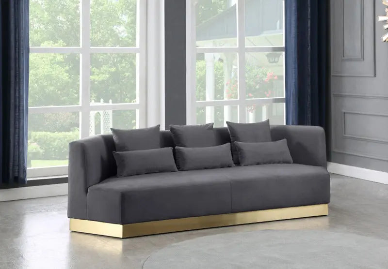 Meridian Furniture - Marquis Velvet Sofa In Grey - 600Grey-S - ATL FURNITURE