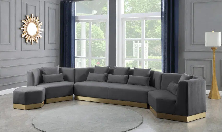 Meridian Furniture - Marquis Velvet Sofa In Grey - 600Grey-S - ATL FURNITURE