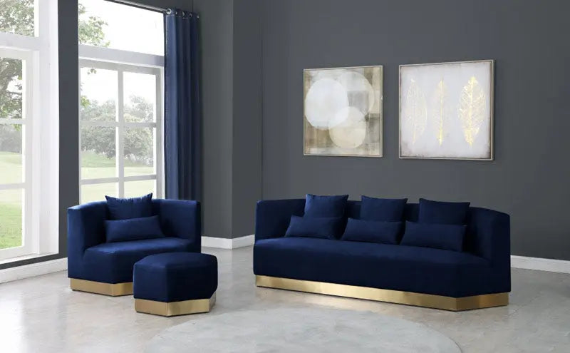 Meridian Furniture - Marquis Velvet Sofa In Navy - 600Navy-S - ATL FURNITURE