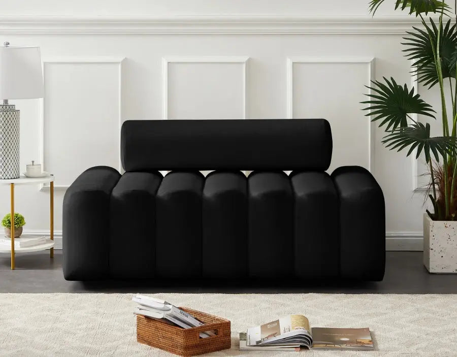 Meridian Furniture - Melody Velvet Loveseat In Black - 647Black-L - ATL FURNITURE