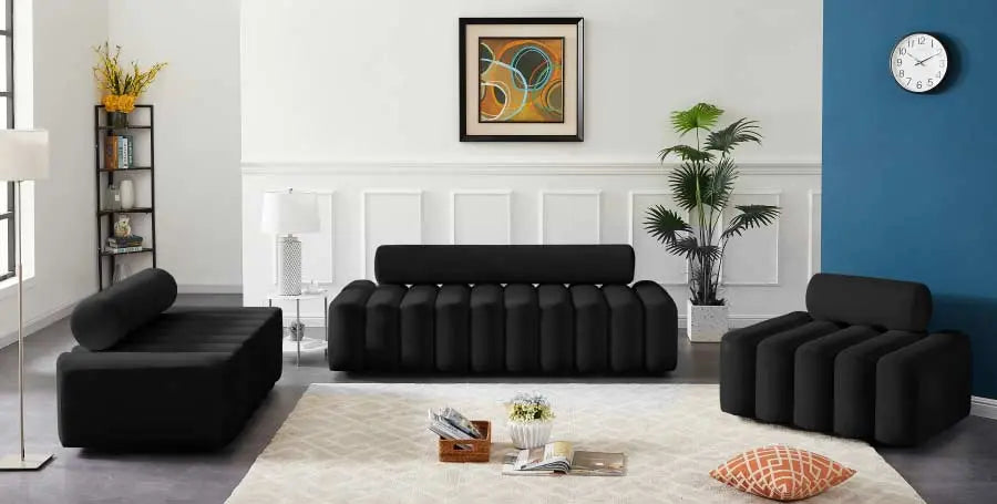 Meridian Furniture - Melody Velvet Loveseat In Black - 647Black-L - ATL FURNITURE