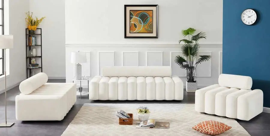 Meridian Furniture - Melody Velvet Loveseat In Cream - 647Cream-L - ATL FURNITURE