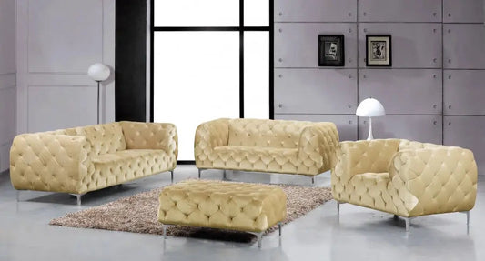 Meridian Furniture - Mercer 3 Piece Living Room Set In Beige - 646Be-S-3Set - ATL FURNITURE