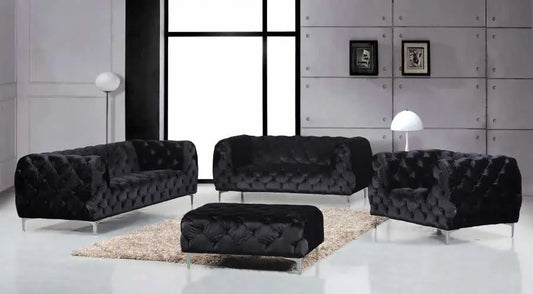 Meridian Furniture - Mercer 3 Piece Living Room Set In Black - 646Bl-S-3Set - ATL FURNITURE