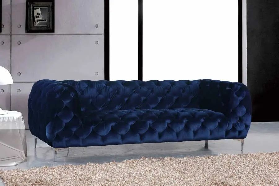 Meridian Furniture - Mercer 3 Piece Living Room Set In Navy - 646Navy-S-3Set - ATL FURNITURE