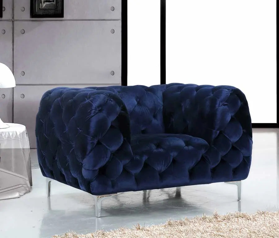 Meridian Furniture - Mercer 3 Piece Living Room Set In Navy - 646Navy-S-3Set - ATL FURNITURE