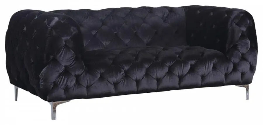 Meridian Furniture - Mercer Velvet Loveseat In Black - 646Bl-L - ATL FURNITURE