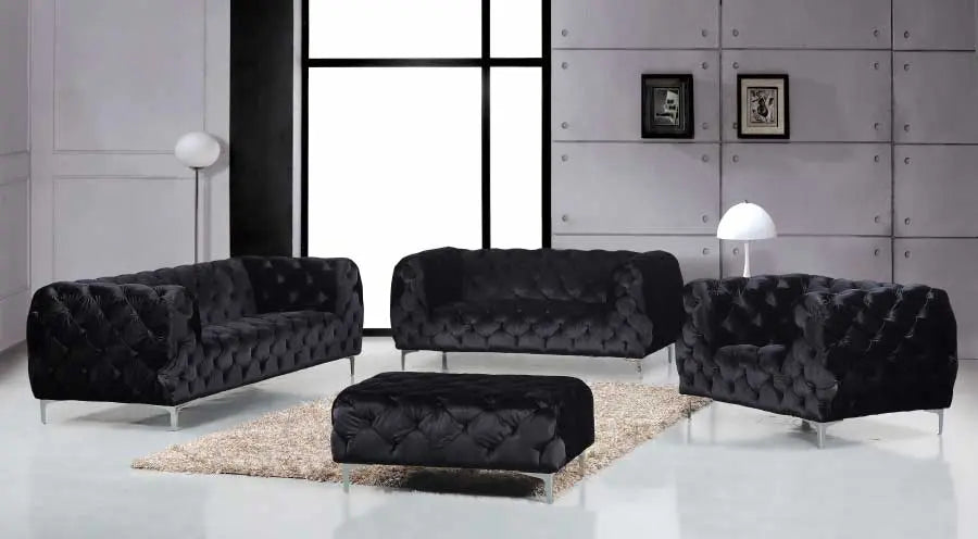 Meridian Furniture - Mercer Velvet Loveseat In Black - 646Bl-L - ATL FURNITURE