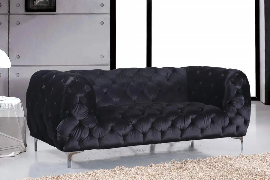 Meridian Furniture - Mercer Velvet Loveseat In Black - 646Bl-L - ATL FURNITURE