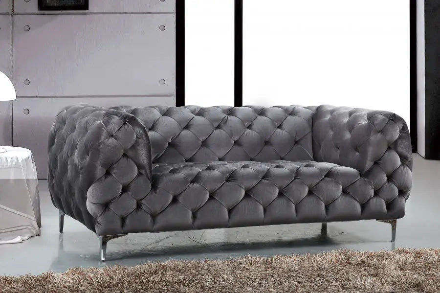 Meridian Furniture - Mercer Velvet Loveseat In Grey - 646Gry-L - ATL FURNITURE