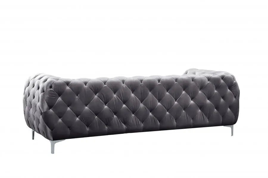 Meridian Furniture - Mercer Velvet Loveseat In Grey - 646Gry-L - ATL FURNITURE