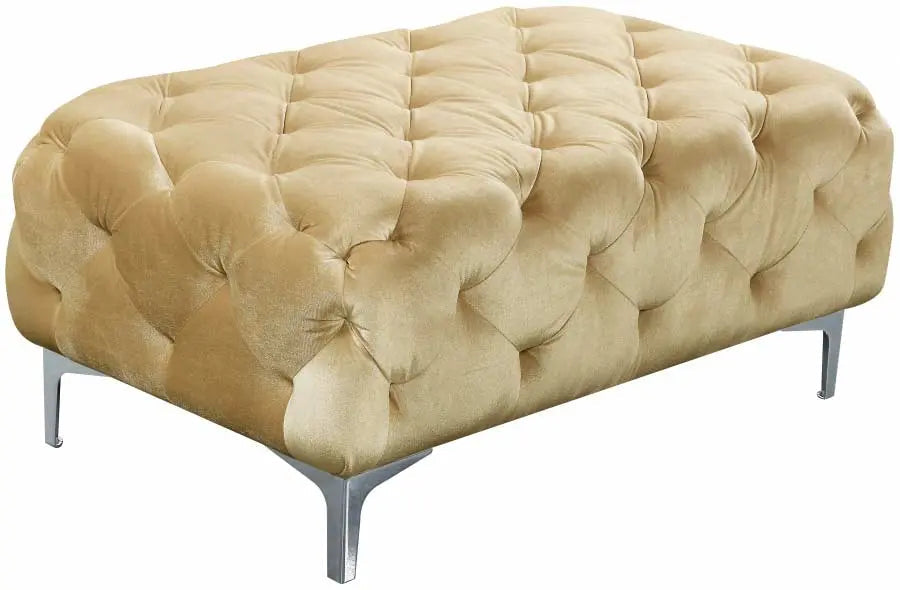 Meridian Furniture - Mercer Velvet Ottoman In Beige - 646Be-Ott - ATL FURNITURE