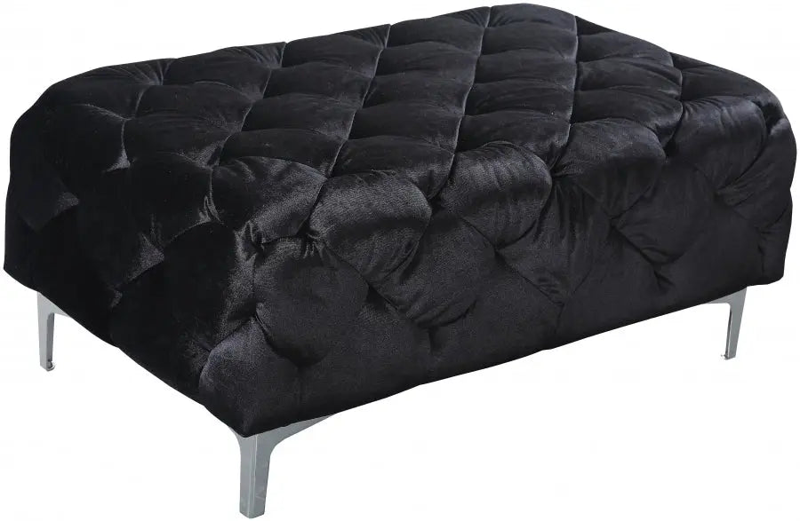 Meridian Furniture - Mercer Velvet Ottoman In Black - 646Bl-Ott - ATL FURNITURE