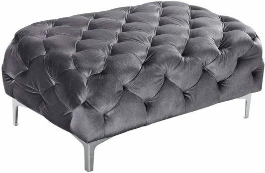 Meridian Furniture - Mercer Velvet Ottoman In Grey - 646Gry-Ott - ATL FURNITURE