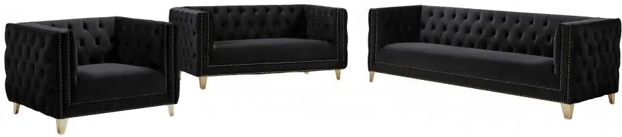 Meridian Furniture - Michelle 3 Piece Living Room Set In Black - 652Black-S-3Set - ATL FURNITURE