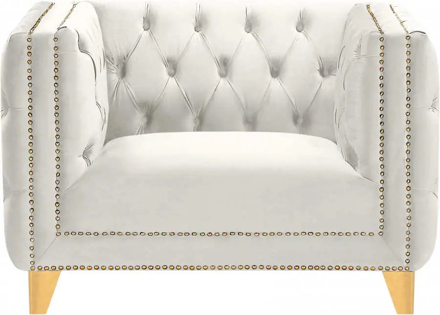 Meridian Furniture - Michelle 3 Piece Living Room Set In Cream - 652Cream-S-3Set - ATL FURNITURE