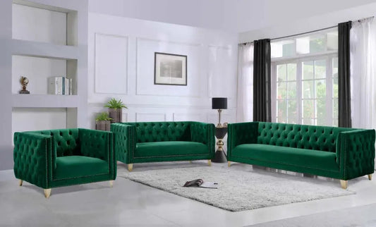 Meridian Furniture - Michelle 3 Piece Living Room Set In Green - 652Green-S-3Set - ATL FURNITURE