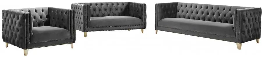 Meridian Furniture - Michelle 3 Piece Living Room Set In Grey - 652Grey-S-3Set - ATL FURNITURE