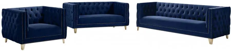 Meridian Furniture - Michelle 3 Piece Living Room Set In Navy - 652Navy-S-3Set - ATL FURNITURE