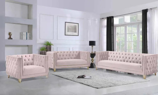 Meridian Furniture - Michelle 3 Piece Living Room Set In Pink - 652Pink-S-3Set - ATL FURNITURE