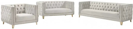 Meridian Furniture - Michelle 3 Piece Living Room Set In White - 651White-S-3Set - ATL FURNITURE