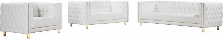 Meridian Furniture - Michelle 3 Piece Living Room Set In White - 651White-S-3Set - ATL FURNITURE