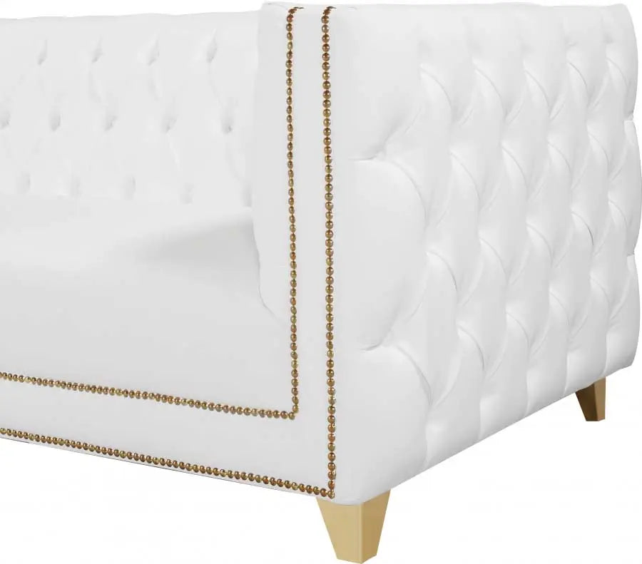 Meridian Furniture - Michelle Faux Leather Loveseat In White - 651White-L - ATL FURNITURE