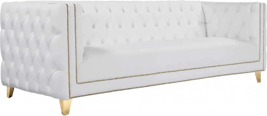 Meridian Furniture - Michelle Faux Leather Sofa In White - 651White-S - ATL FURNITURE