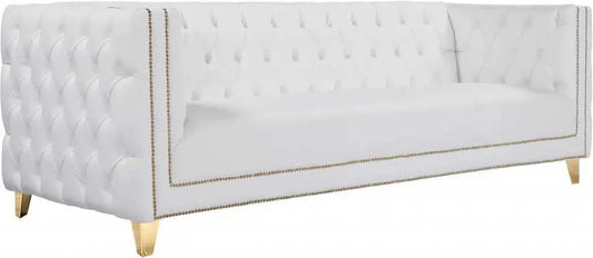 Meridian Furniture - Michelle Faux Leather Sofa In White - 651White-S - ATL FURNITURE