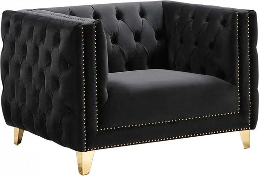 Meridian Furniture - Michelle Velvet Chair In Black - 652Black-C - ATL FURNITURE