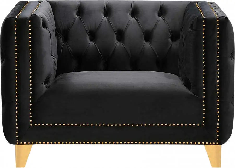 Meridian Furniture - Michelle Velvet Chair In Black - 652Black-C - ATL FURNITURE