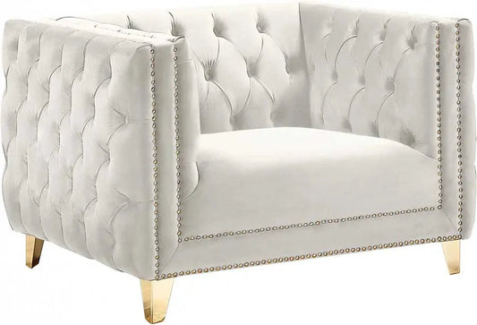 Meridian Furniture - Michelle Velvet Chair In Cream - 652Cream-C - ATL FURNITURE