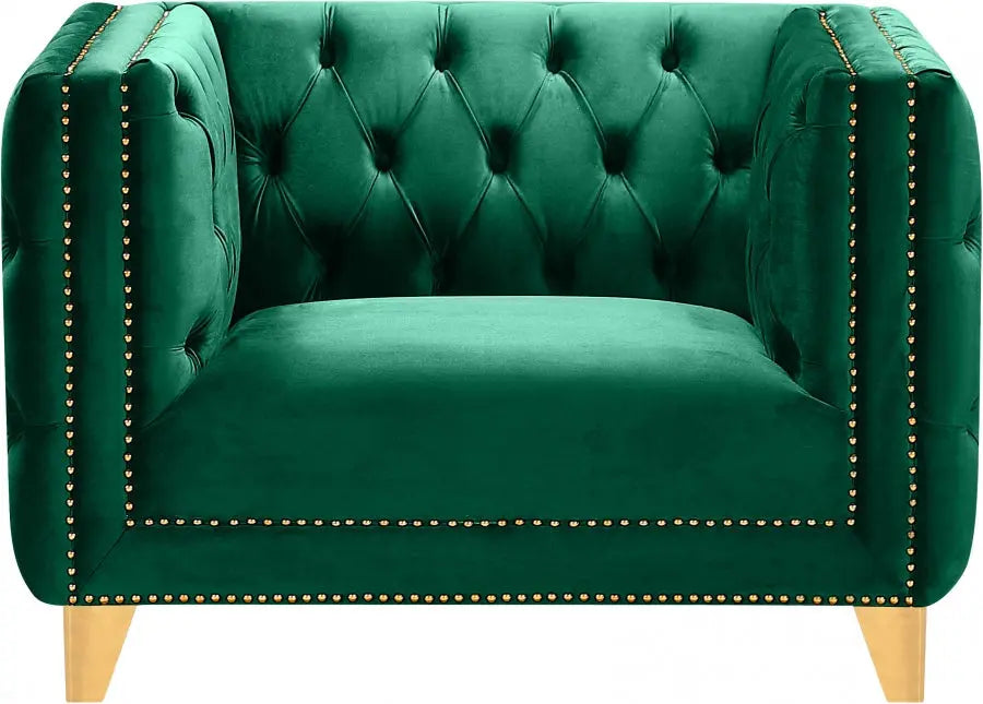 Meridian Furniture - Michelle Velvet Chair In Green - 652Green-C - ATL FURNITURE