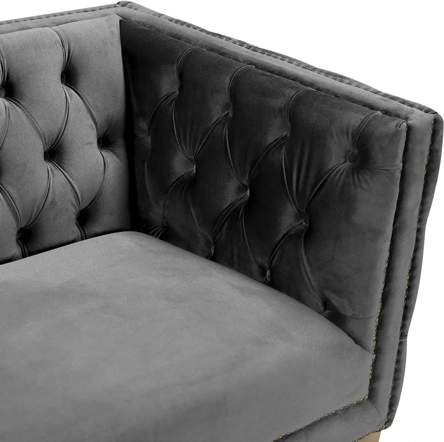 Meridian Furniture - Michelle Velvet Chair In Grey - 652Grey-C - ATL FURNITURE