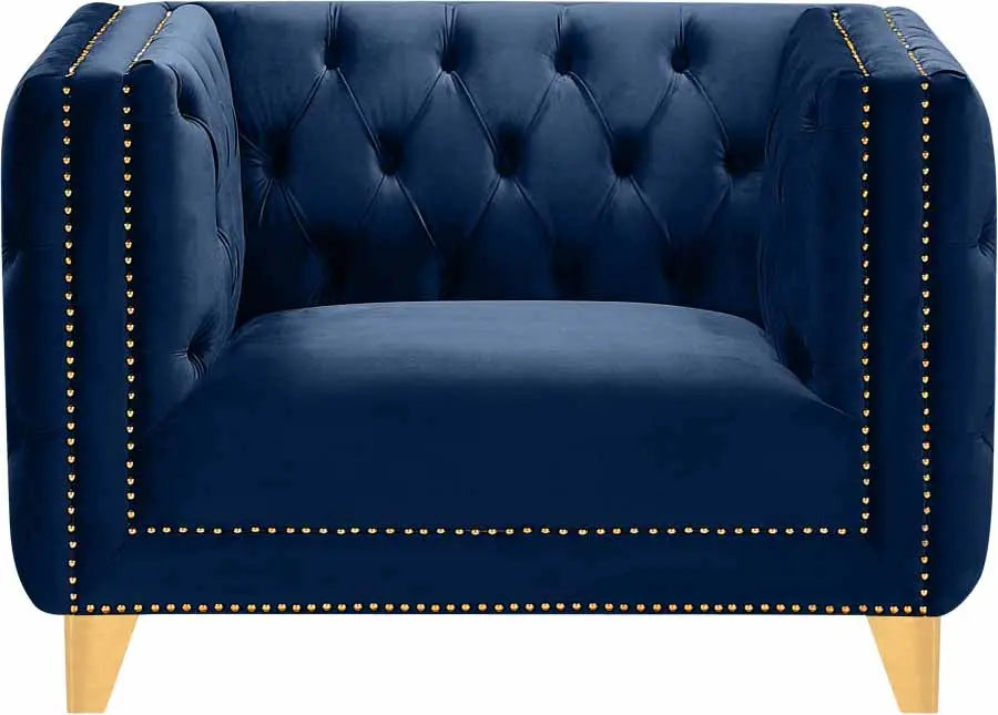 Meridian Furniture - Michelle Velvet Chair In Navy - 652Navy-C - ATL FURNITURE