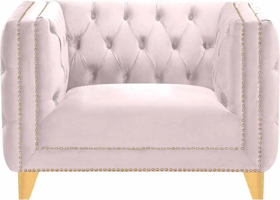 Meridian Furniture - Michelle Velvet Chair In Pink - 652Pink-C - ATL FURNITURE