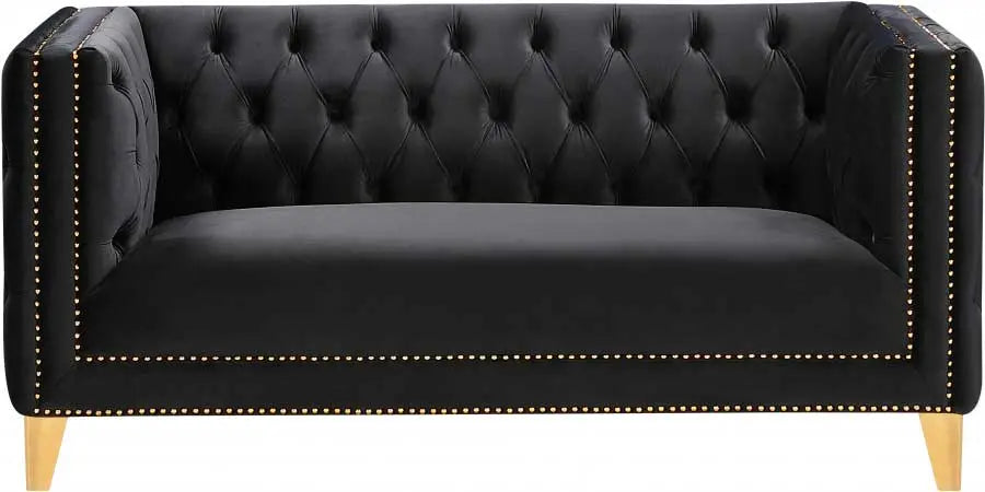 Meridian Furniture - Michelle Velvet Loveseat In Black - 652Black-L - ATL FURNITURE