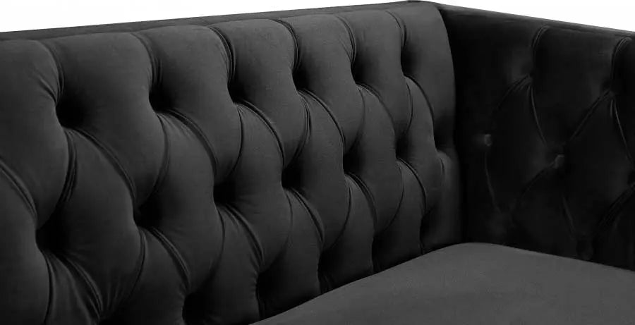 Meridian Furniture - Michelle Velvet Loveseat In Black - 652Black-L - ATL FURNITURE