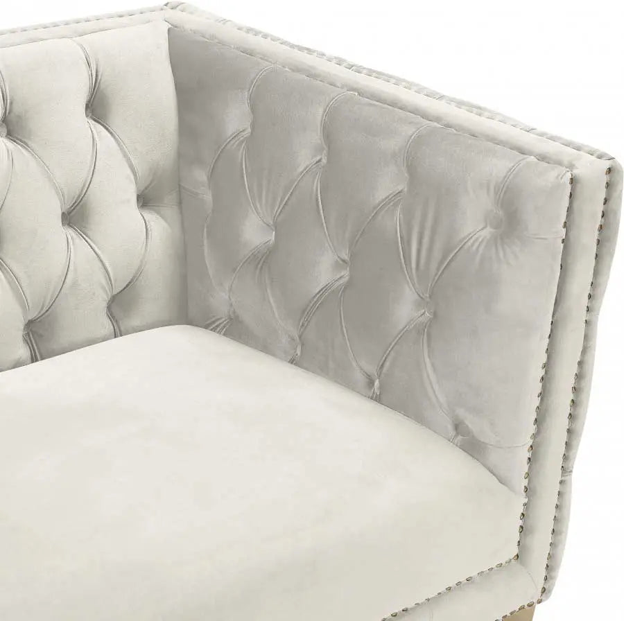 Meridian Furniture - Michelle Velvet Loveseat In Cream - 652Cream-L - ATL FURNITURE