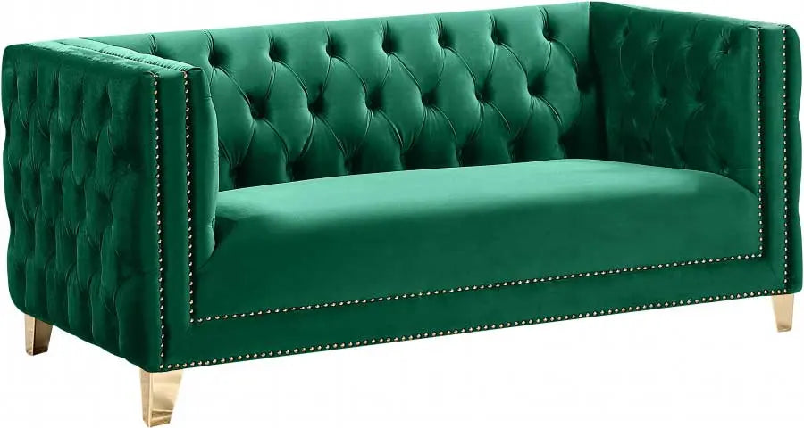 Meridian Furniture - Michelle Velvet Loveseat In Green - 652Green-L - ATL FURNITURE