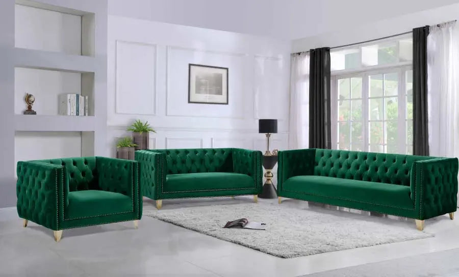 Meridian Furniture - Michelle Velvet Loveseat In Green - 652Green-L - ATL FURNITURE