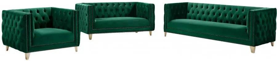 Meridian Furniture - Michelle Velvet Loveseat In Green - 652Green-L - ATL FURNITURE