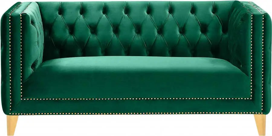 Meridian Furniture - Michelle Velvet Loveseat In Green - 652Green-L - ATL FURNITURE